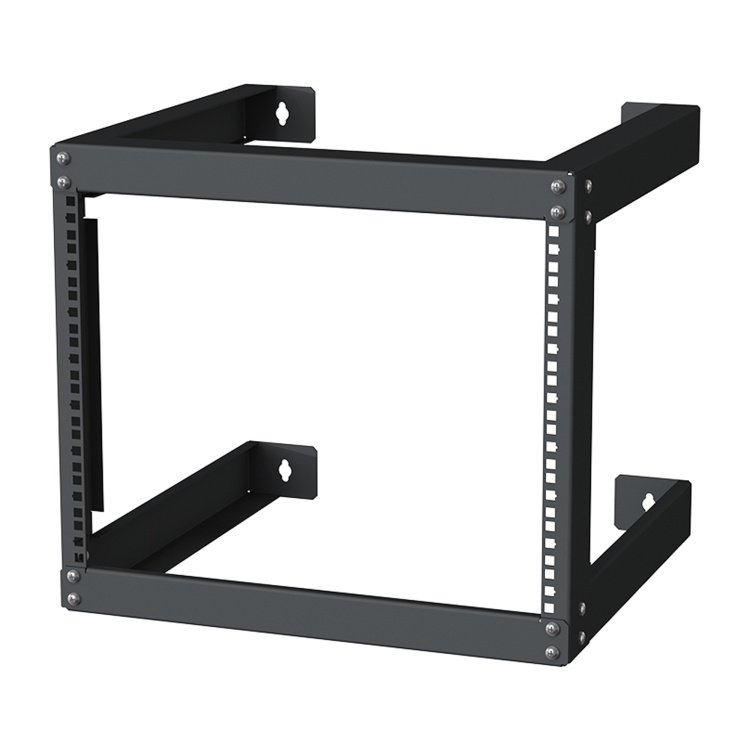 Vertical Cable 8U Open Frame Wall Mount Rack with Cage Nuts and Screws