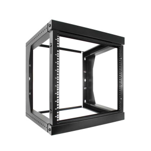 Vertical Cable 12U Open Frame Wall Mount Swing-Out Network Rack with Adjustable Depth 18"-30"