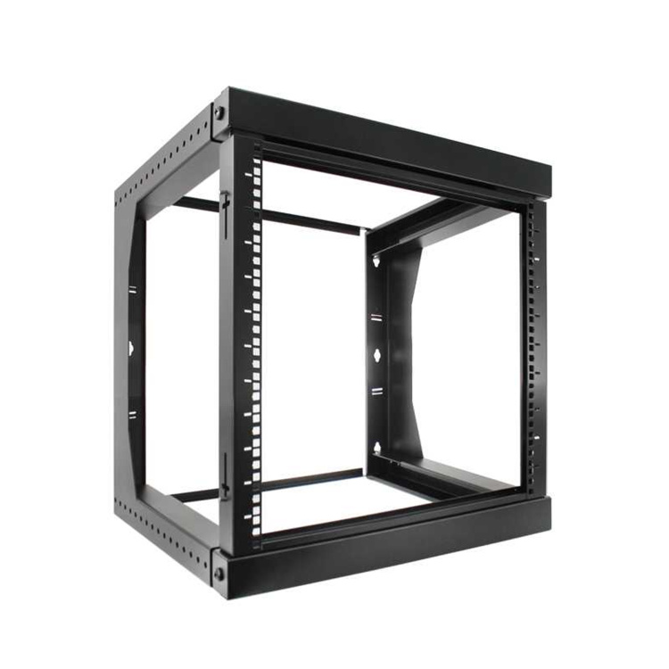 Vertical Cable 12U Open Frame Wall Mount Swing-Out Network Rack with Adjustable Depth 18"-30"