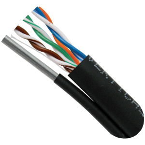 Vertical Cable 1000ft Cat5E Non-Shielded UV Rated (Outdoor) with Messenger Cable | Black