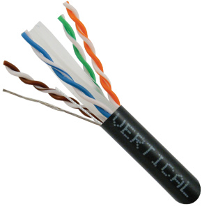 Vertical Cable 1000ft Cat6A Non-Shielded CMR (Riser) Cable | Black