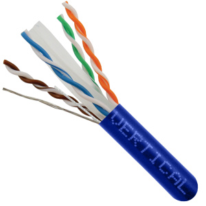 Vertical Cable 1000ft Cat6A Non-Shielded CMR (Riser) Cable | Blue