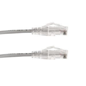 Vertical Cable Cat6A 6" Slimline Patch Cable with Clear Boots | Grey