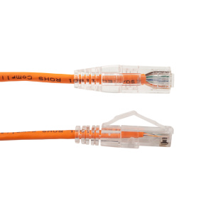 Vertical Cable Cat6A 2ft Slimline Patch Cable with Clear Boots | Orange