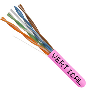 Vertical Cable 1000ft Cat6 Non-Shielded CMP (Plenum) Cable | Pink