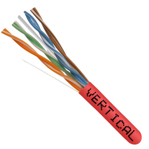 Vertical Cable 1000ft Cat6 Non-Shielded CMP (Plenum) Cable | Red