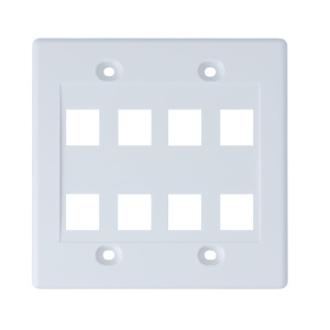 Vertical Cable 8 Port Double Gang Faceplate | White