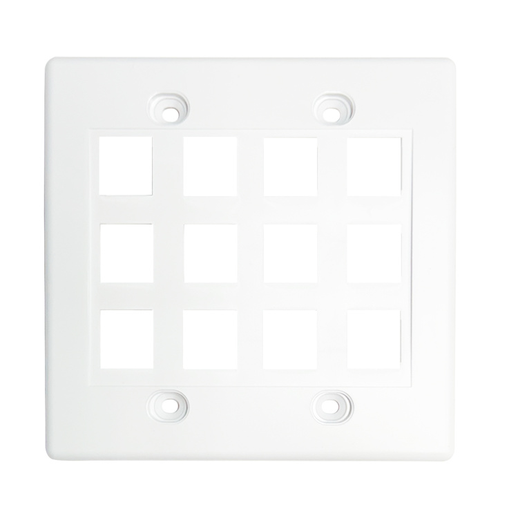 Vertical Cable 12 Port Double Gang Faceplate | White