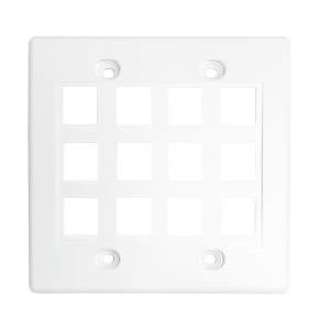 Vertical Cable 12 Port Double Gang Faceplate | White