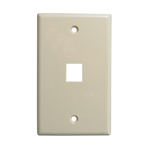 Vertical Cable 1 Port Single Gang Faceplate | Almond