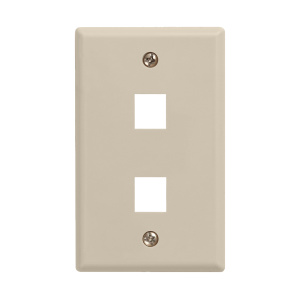 Vertical Cable 2 Port Single Gang Faceplate | Almond