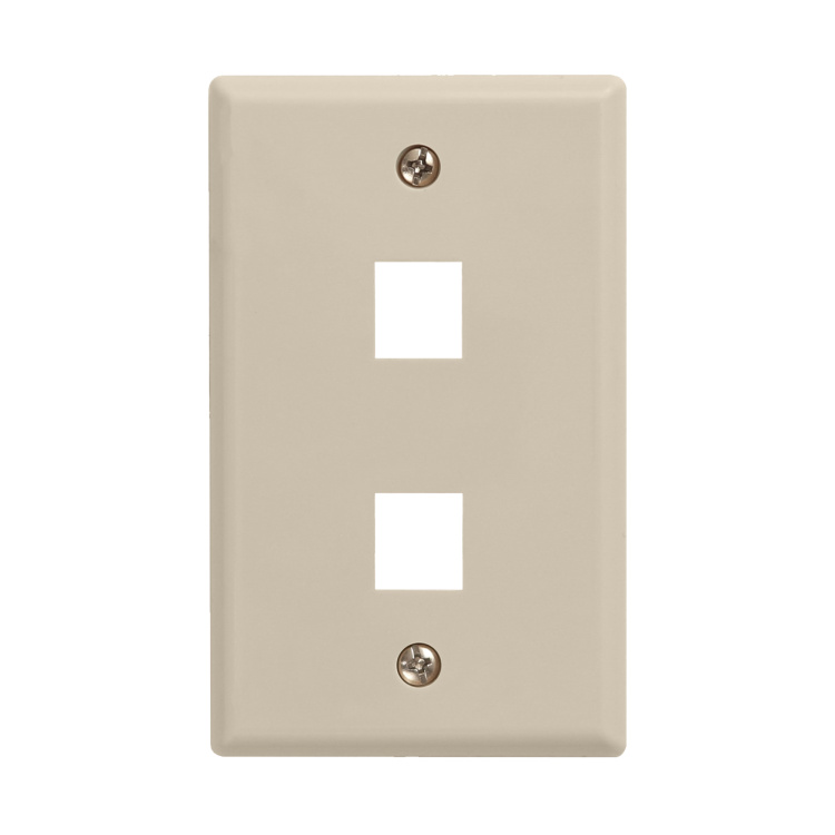 Vertical Cable 2 Port Single Gang Faceplate | Almond