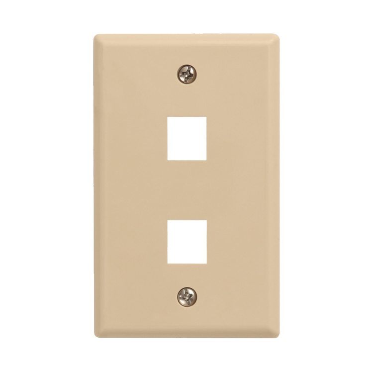 Vertical Cable 2 Port Single Gang Faceplate | Ivory