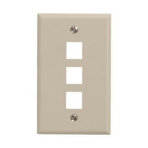 Vertical Cable 3 Port Single Gang Faceplate | Almond