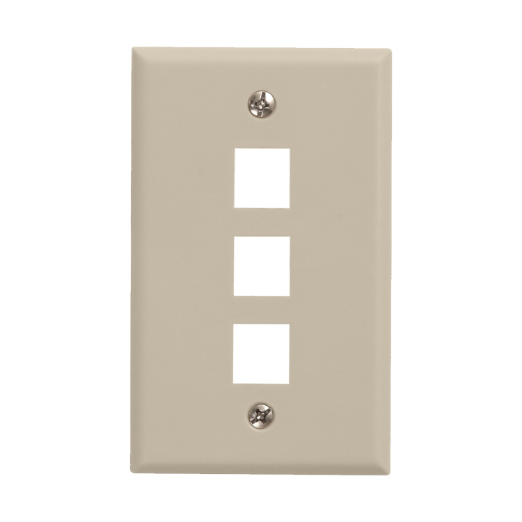 Vertical Cable 3 Port Single Gang Faceplate | Almond