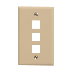 Vertical Cable 3 Port Single Gang Faceplate | Ivory