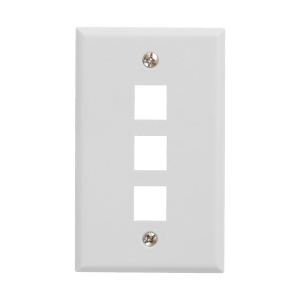 Vertical Cable 3 Port Single Gang Faceplate | White