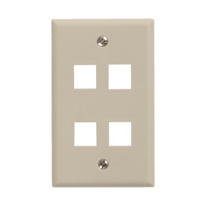 Vertical Cable 4 Port Single Gang Faceplate | Almond