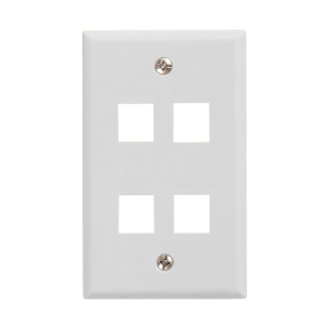 Vertical Cable 4 Port Single Gang Faceplate | White
