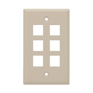 Vertical Cable 6 Port Single Gang Faceplate | Almond