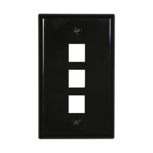 Vertical Cable 3 Port Single Gang Faceplate | Black