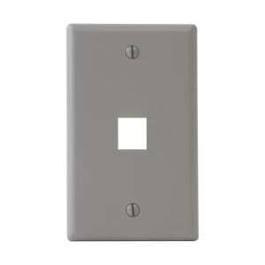Vertical Cable 1 Port Single Gang Faceplate | Gray