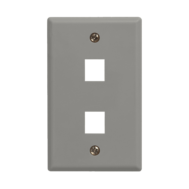Vertical Cable 2 Port Single Gang Faceplate | Grey