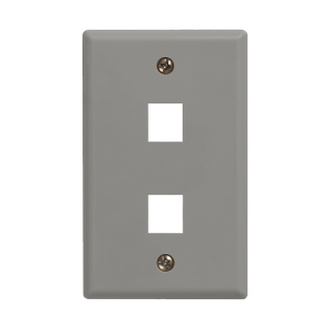 Vertical Cable 2 Port Single Gang Faceplate | Grey