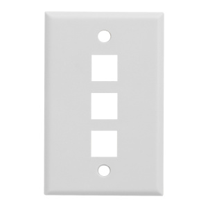 Vertical Cable 3 Port Single Gang Mid-Size Faceplate | White