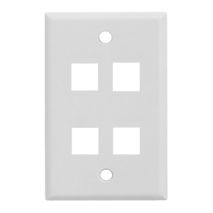 Vertical Cable 4 Port Single Gang Mid-Size Faceplate | White