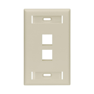 Vertical Cable 2 Port Single Gang Faceplate with ID Window | Ivory