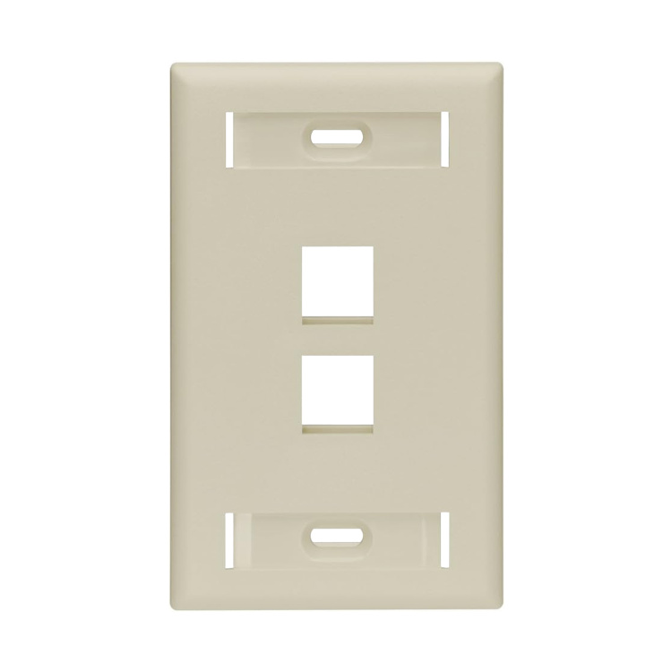 Vertical Cable 2 Port Single Gang Faceplate with ID Window | Ivory