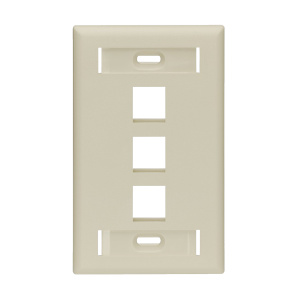 Vertical Cable 3 Port Single Gang Faceplate with ID Windows | Ivory
