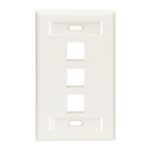 Vertical Cable 3 Port Single Gang Faceplate with ID Windows | White