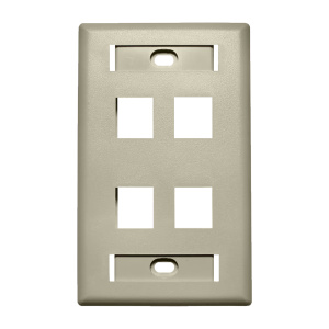 Vertical Cable 4 Port Single Gang Faceplate with ID Windows | Ivory