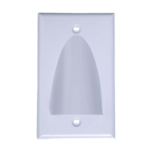 Vertical Cable Single Gang Feed-Thru Noseplate | White