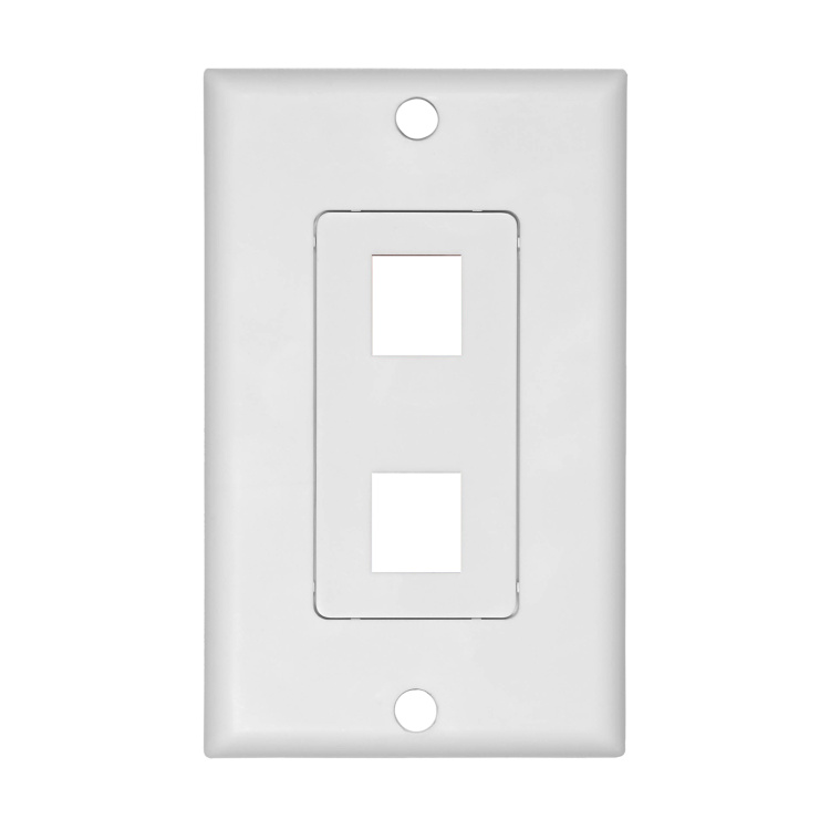 Vertical Cable 2 Port Single Gang Decora Faceplate | White