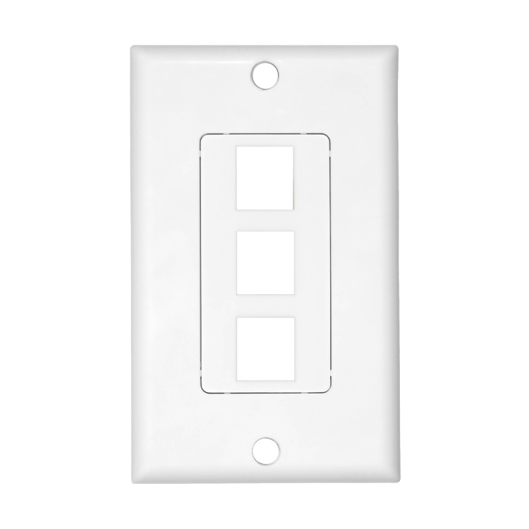 Vertical Cable 3 Port Single Gang Decora Faceplate | White