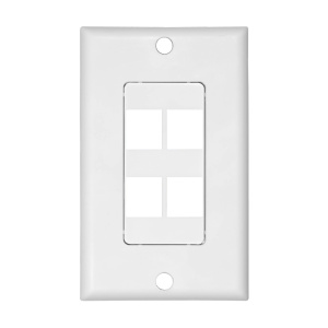 Vertical Cable 4 Port Single Gang Decora Faceplate | White