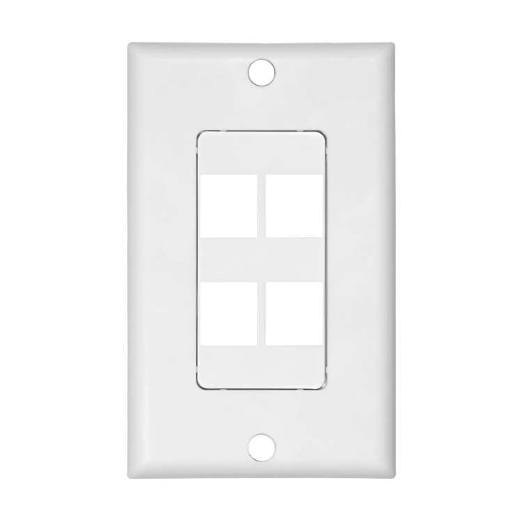 Vertical Cable 4 Port Single Gang Decora Faceplate | White