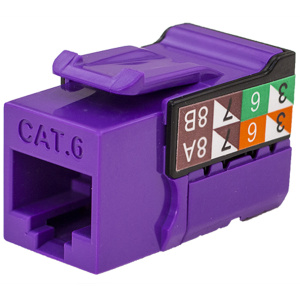 Vertical Cable Cat6 VMAX Keystone Jack Contractor 25 Pack | Purple