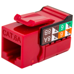 Vertical Cable Cat6A VMAX Keystone Jack | Red