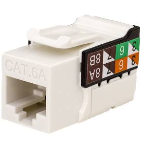 Vertical Cable Cat6A VMAX Keystone Jack | White