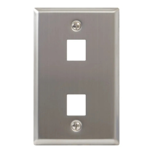 ICC Single Gang 2 Port Keystone Faceplate | Stainless Steel