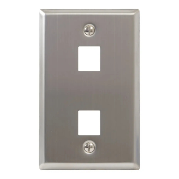 ICC Single Gang 2 Port Keystone Faceplate | Stainless Steel