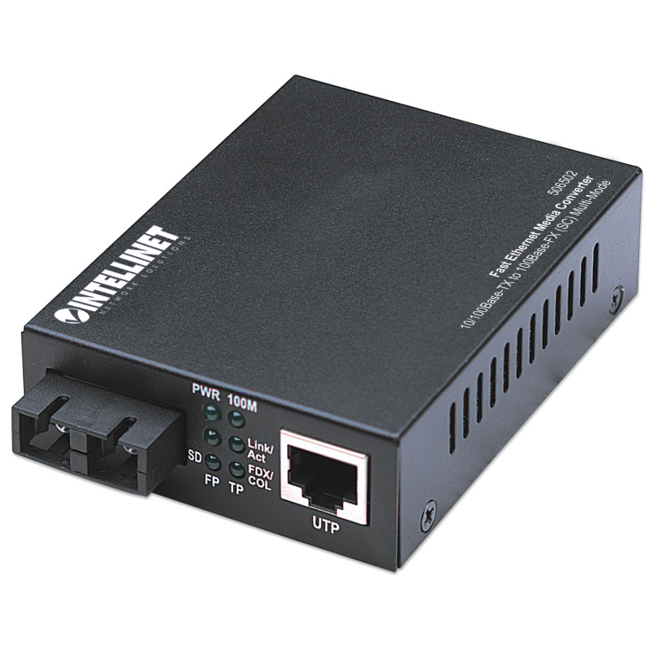 Intellinet Media Converters SC Multimode Fiber Optic 10/100 Base-TX to 100 Base-FX 2km (1.24 Mi)