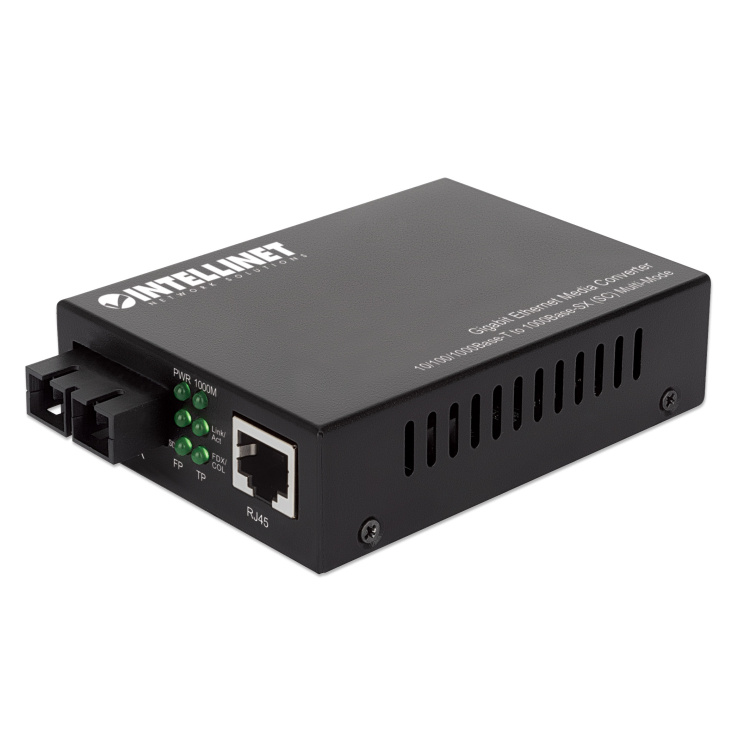 Intellinet Media Converter SC Multimode 10/100/1000 Base-T to 1000 Base-SX 500m (1,800 Ft) Autonegotiation