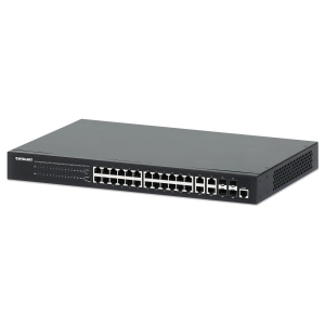 Intellinet 24-Port Gigabit PoE+ Web-Managed Switch with 4 Gigabit Combo Base-T/SFP Ports