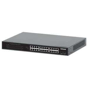 Intellinet 24-Port Gigabit PoE+ Switch with 2 SFP Ports