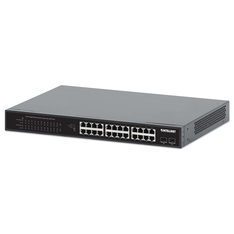 Intellinet 24-Port Gigabit PoE+ Switch with 2 SFP Ports